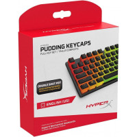 Capas de teclas de pudín Hyperx - Conjunto de teclado PBT de doble toma con capa translúcida, para teclados mecánicos, conjunto completo de teclas 104, perfil OEM, diseño inglés (EE. UU.) - Negro