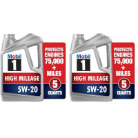 MOBIL 1 ACEITE DE MOTOR SINTÉTICO COMPLETO de alto kilometraje 5W-20, 5 cuartos (paquete de 2)