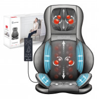 Silla de masaje más cómodo con calor, shiatsu cuello masajeador portátil con compresa y rodillo, almohadilla de silla de masaje para espalda completa, cuello, dolor de cuerpo completo, gris