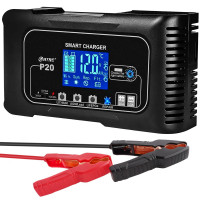 CARGADO DE BATERÍA DE CAR SMART CAR UMIUP para litio litepo4 y baterías de plomo-ácido (AGM/gel/SLA), cargador de goteo automático de 12V/24 V con desulfación de pulso, mantenedor de baterías para automóviles, botes, motocicletas