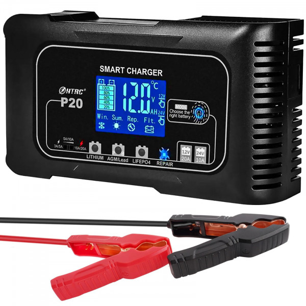CARGADO DE BATERÍA DE CAR SMART CAR UMIUP para litio litepo4 y baterías de plomo-ácido (AGM/gel/SLA), cargador de goteo automático de 12V/24 V con desulfación de pulso, mantenedor de baterías para automóviles, botes, motocicletas