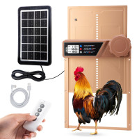 Puerta automática de gallinero, gallinero con sensor de luz y control remoto del temporizador, pantalla LCD, puerta de gallinero eléctrico grande con 4 modos y función de aleación de aluminio anti-Piñón
