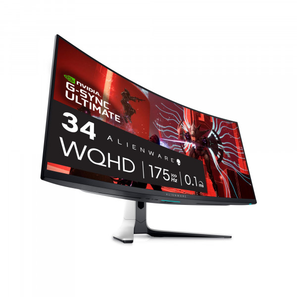 Alienware AW3423DW Monitor de juegos curvado 34.18 pulgadas Pantalla 1800R de OLLED OLED, 3440X1440 píxeles a 175Hz, verdadero 0.1ms de gris, 1m: 1