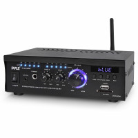 Amplificador de altavoces de computadora Pyle Bluetooth - Sistema de receptores de audio de audio de 2x120 Watt Home Stereo Audio Home Audio con pantalla LED azul, USB/SD, AUX, RCA, Jack de auriculares - remoto - PCAU46BA.5