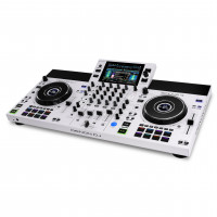Denon DJ SC Live 4 White-Controlador de DJ independiente con tallos en 4 cubiertas, transmisión Wi-Fi, altavoces construidos, DJ de Serato y DJ virtual compatible con
