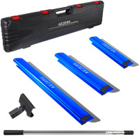 Kezers Skimming Blade Set-12 , 22 y 32 Hojas de descomposición + 35 -81 Mango de manija de extensión, cuchillo de construcción de acero inoxidable, cuchillo de paneles de y suave, aluminio extruido, tapas de alto impacto en el extremo de impacto