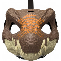 Mattel Jurassic World Rebirth Spinosaurus Mask de dinosaurio, ropa de cabeza de rol, equipo de vestuario inspirado en películas, mandíbula abierta, textura y color realista, correa ajustable