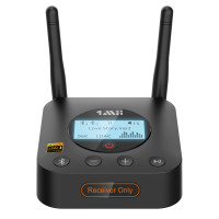 1MII B06PRO+ Hi-Fi Bluetooth 5.1 Receptor de audio, adaptador de audio inalámbrico LDAC Hi-rese para estéreo en el hogar con APTX HD baja latencia, pantalla LCD, largo alcance, control de volumen, Aux de 3.5 mm AUX coaxial óptico coaxial óptico
