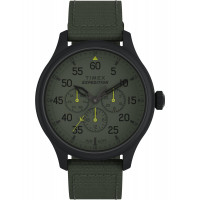 Campo de expedición para hombres Timex Reloj de 43 mm - Correa verde Dial verde Caso negro