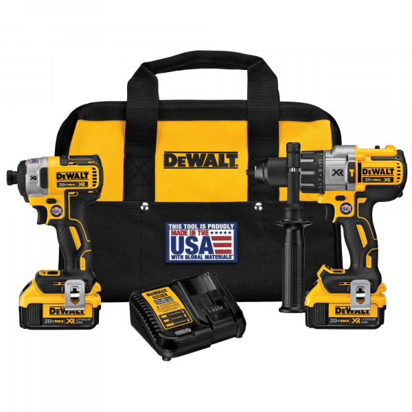 Conductor de perforación e impacto de Dewalt 20V Max, kit combinado de herramienta eléctrica inalámbrica con 2 baterías y cargador (DCK299M2)