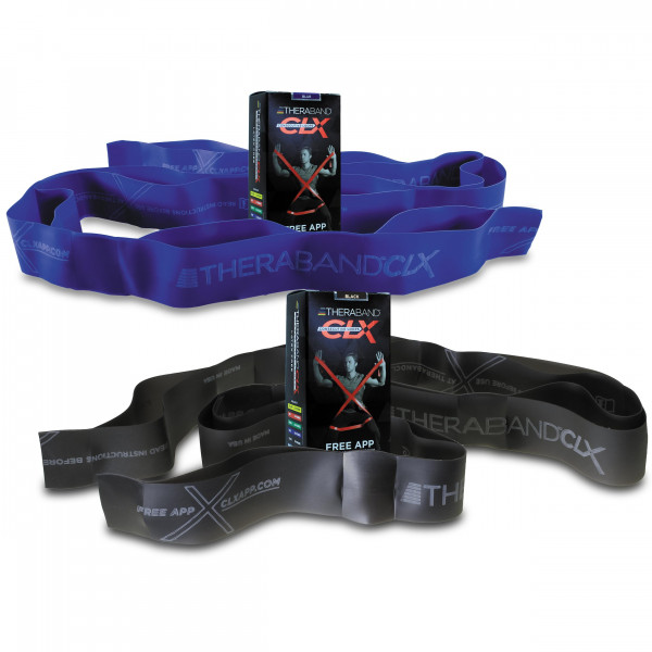 Banda de resistencia CLX de Theraband con bucles, banda de acondicionamiento físico de 2 paquetes para entrenamientos en el hogar, entrenamiento portátil, ideal para atletas, bucles consecutivos de 5, 2 paquetes extra pesados/especiales, azul azul