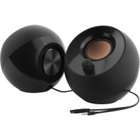 Altavoces de escritorio creativos de Pebble 2.0 con control USB con controladores de campo lejano y radiadores pasivos para PC y computadoras portátiles (negro)