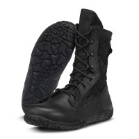 Investigación táctica TR Mini -Mil 8 Botas tácticas minimalistas para hombres - Botas de seguridad de cuero negro transpirable y ligero para hombres con suela de vibram resistente a los slip - Negro - 9 de ancho