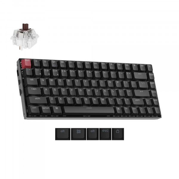 KeyChron K2 75% Diseño QMK Opciones inalámbricas y con cable Teclado mecánico Super Brown Switch, junto con PBT KeyCaps de doble disparo de brillo para Mac-Versión de Windows 3