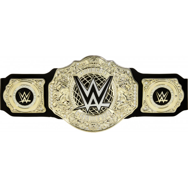 Título del campeonato de Mattel WWE, juego de rol de campeonato de peso pesado mundial y pieza de vestuario, cinturón de cuero más de 3 pies con ajuste único