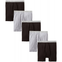 Hanes Men's Tagless Boxer Briefs con Colet Flex Wistand (grande, negro/gris - 5 paquete)