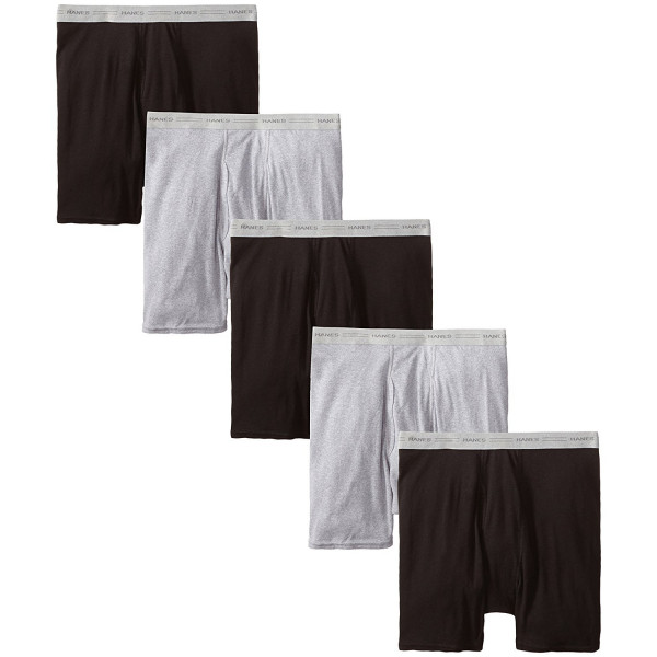 Hanes Men's Tagless Boxer Briefs con Colet Flex Wistand (grande, negro/gris - 5 paquete)