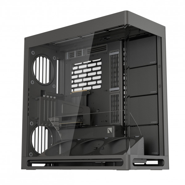 HAVN HS 420 VGPU Mid Tower Mid Tower ATX Case Black | Kit de GPU vertical PCIe 5.0, ranuras de ventilador de 11x 140 mm y soporte de radiador de 2x 420 mm, gestión de cables simplicable, vidrio templado, cubo de ventilador PWM
