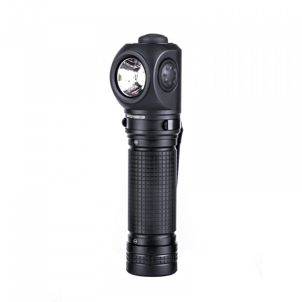 Linterna táctica de NextOrch P10, 1400 Lumenes recargables de la linterna del ángulo recto con luces rojas y azules y Strobe & Ipx8 para patrullas de búsqueda, controles de identificación, advertencias de seguridad, balizas, uso diario