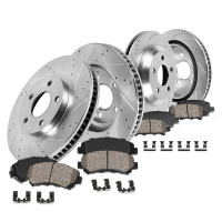 Piezas de freno de Callahan kit de freno delantero y trasero para E60 E63 BMW 535i 545i 550i 645ci 650i rotores de freno perforados y ranurados y pastillas de freno de cerámica