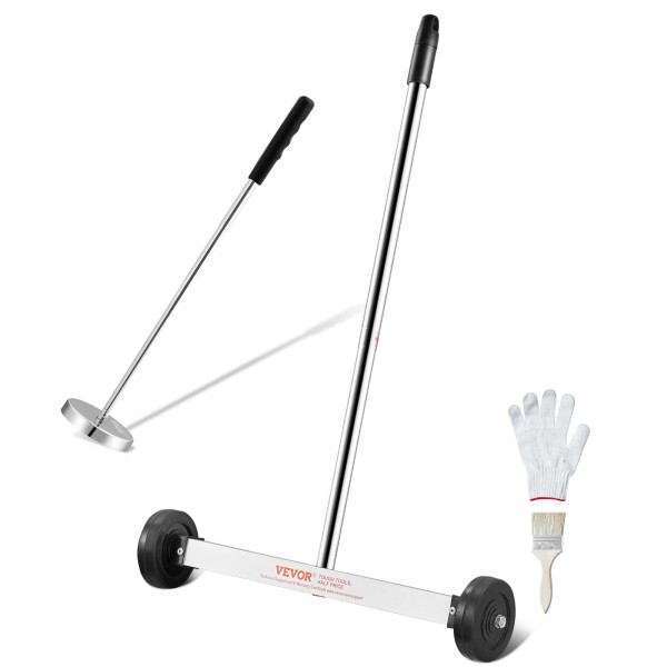 Barredora magnética Vevor de 15 pulgadas con ruedas, 8 libras de capacidad, con herramienta de camioneta magnética telescópica, mango ajustable, barredora magnética para recoger clavos y tornillos, para taller, garaje, patio