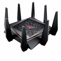 ROG ROG RAPTURE WiFi Gaming Gaming Router (GT-AC5300)-Tri Band Gigabit Router inalámbrico, CPU de cuatro núcleos, acelerador de juegos WTFAST, puertos de 8 GB, compatible con Aimesh, incluida la vida de la vida en Internet de Internet.