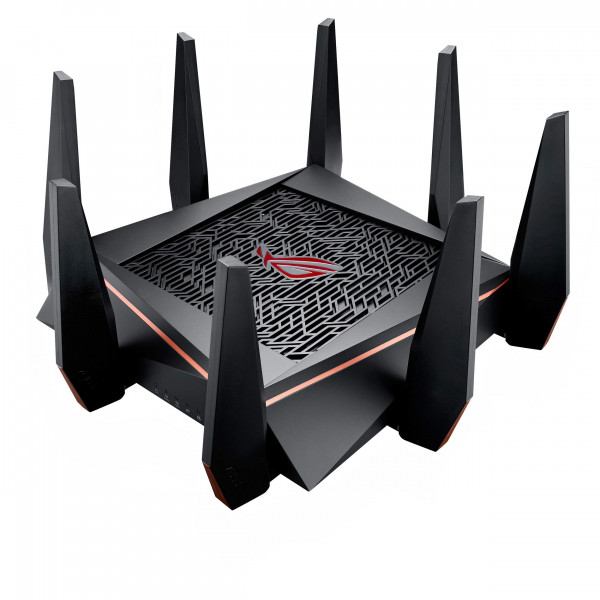 ROG ROG RAPTURE WiFi Gaming Gaming Router (GT-AC5300)-Tri Band Gigabit Router inalámbrico, CPU de cuatro núcleos, acelerador de juegos WTFAST, puertos de 8 GB, compatible con Aimesh, incluida la vida de la vida en Internet de Internet.