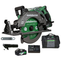 Sierra circular de mango trasero Metabo HPT HPT 31-1/4 pulgadas, diseño circular, diseño ligero, hasta 500 2x4 por carga, capacidad de bisel ajustable de 53 °, Garantía del cuerpo de la herramienta de por vida, C3607DWA