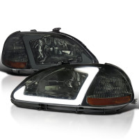 Spec-D Tuning Smoke Fehlights con barra de tubo LED compatible con 1996-1998 Honda Civic 2/4DR