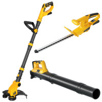 Recortador de cobertura inalámbrico+Recortador de cuerda+combo de soplador de hoja compatible con batería de rocío de 20V (solo herramienta), inalámbrico Wacker y arbusto/recortador de arbustos y sopladores de hojas eléctricas para el cuidado del césped, 