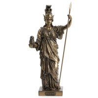 Diseño Veróne 14 1/8 pulgada Atenea Goddess of Wisdom con Spear Griega Mitología Griega Resina Cold Resina Estado de bronce Escultura