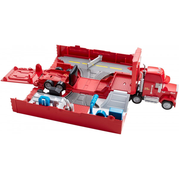 Disney Cars Toys Mack Hauler, Película Playset, Toy Truck and Transporter, detalles de carreras para la historia y el juego de competencia, de 4 años y más