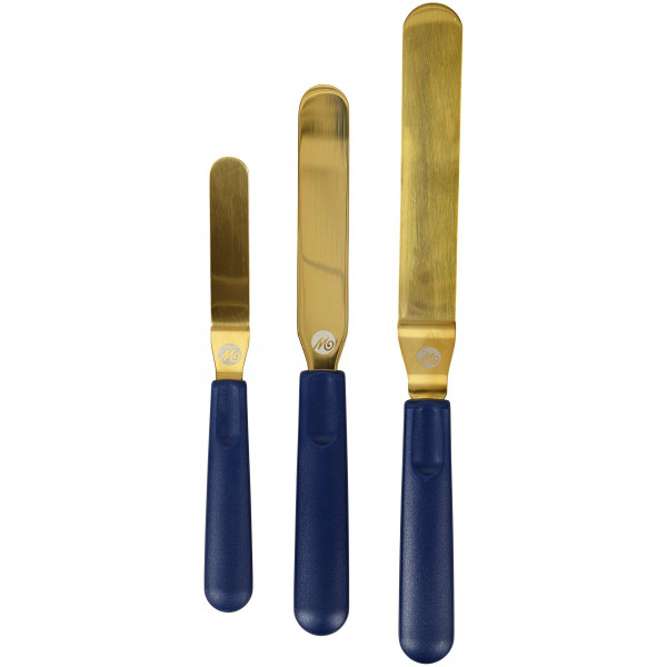 Conjunto de espátula de glaseado azul y dorado de Wilton Navy - Spatula para decoración de pasteles, glaseado y glaseado - espátula angulada de 3 piezas de 9, 11, 13 pulgadas