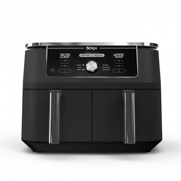 Ninja DZ401 Foodi 10 Quart 6-in-1 Dualzone XL de 2 cajas Freidora con 2 canastas independientes de freír, coincidir con el cocinero y el acabado inteligente para asar, asar, deshidrato para comidas rápidas y fáciles de tamaño familiar, gris