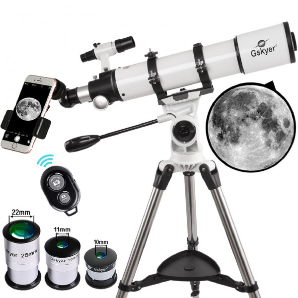 Telescopio Gskyer 600x90mm AZ Astronomical Refractor Telescope para Astronomía de adultos, Almacenamiento de tecnología Alemania