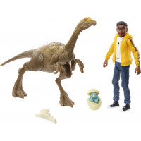 Mattel Jurassic World Toys Camp Cretáceo Darius y Gallimimus Human and Dino Pack con 2 figuras de acción y 2 accesorios, juego de regalos de juguete y coleccionables para fanáticos de los dinosaurios