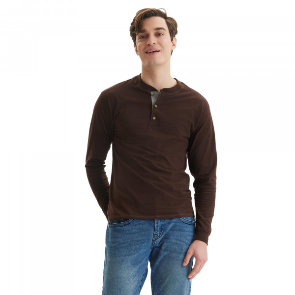 Hanes Henley de tres botones de manga carnada de Hanes Hanes