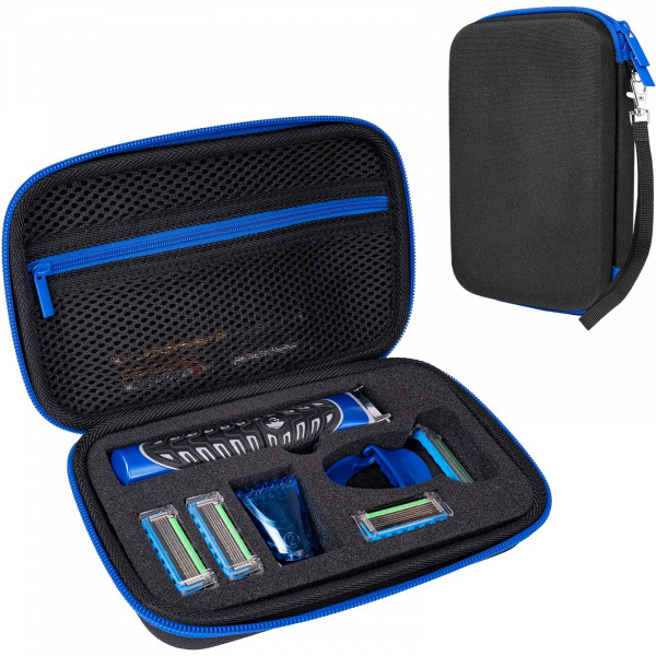 Caso de viaje duro de Procase para el hombre Gillette Styler Beard Barba, el día del padre que lleva bolsa de almacenamiento para recargas de cuchilla, cable de carga, corta de cabello accesorios de afeitar de barbazas de afeitar