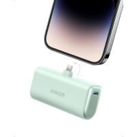 Anker Nano Charger Portable para iPhone, con conector Lightning Certified Certified incorporado, Power Bank 5,000mAh 12W, compatible con la serie iPhone 14/13/12 (verde)