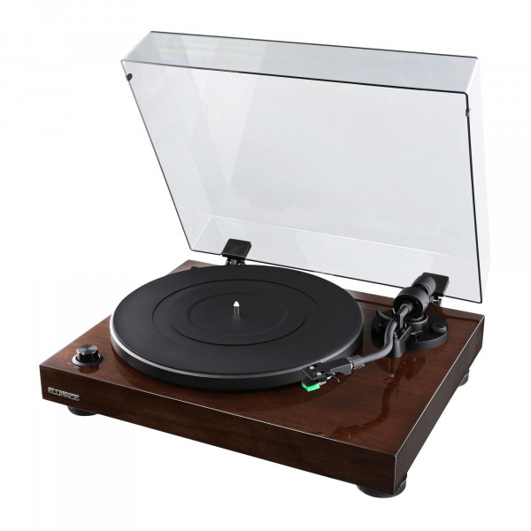 Fluance RT81 Elite High Fidelity Vinyl Technable Player con Audio Technica AT95E Cartucho de cinturón, preamplificador incorporado, contrapeso ajustable, zócalos de madera MDF de alta masa - nogal
