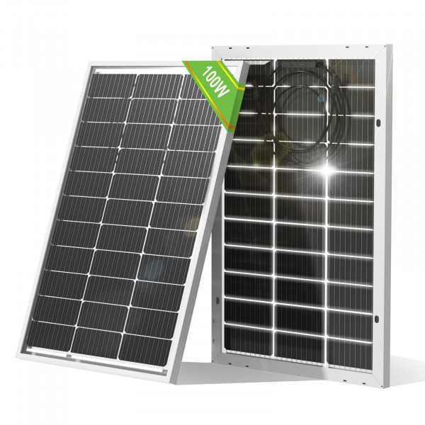 Bifacial ecológico Bifacial de 100 vatios de 12 voltios solar monocristalino Rigido Módulo fotovoltaico de alta eficiencia Cargador de potencia para sólidos, toldos, vehículos recreativos, granjas y otras aplicaciones fuera de la red