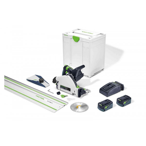 Festool 577664 Track inalámbrico de corte de inmersión TSC 55 18V 5.0 AH KEBI-F-PLUS con riel de guía de 55 pulgadas (1400 mm)
