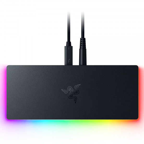 Razer Thunderbolt 5 Dock Chroma: 11 Puertos Estación de acoplamiento con M.2 SSD Slot - 120 Gbps Velocidades de transferencia - 3x 4K Muestras a 144 Hz en las computadoras portátiles TB5/4 - 140W PD Carga - Enfriamiento activo - TB Share - Black