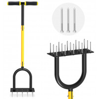 Herramienta de aireador de césped Coopvivi-Ayerator de hierba y suelo para el cuidado del césped y el patio, Ayerator de césped manual duradero para hierba saludable, suelo compacto y aireador de espiga fácil de usar