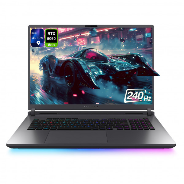 ASUS ROG STRIX G18 Gaming Laptop, Intel Ultra 9-275HX, 64 GB DDR5 RAM, 2 TB PCIe SSD, Pantalla de 18 2.5k (2560x1600), Nvidia G-Force RTX 5060, teclado RGB de 4-Zone de cinta adversa, W11 Hogar, Eclipse Gray