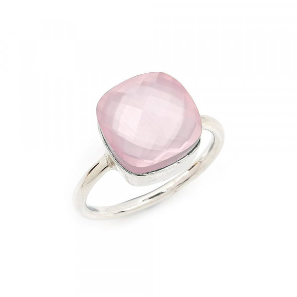 925 anillo de plata esterlina para mujer anillo de cuarzo de rosa natural anillo de compromiso de plata esterlina anillo de piedra preciosa rosa
