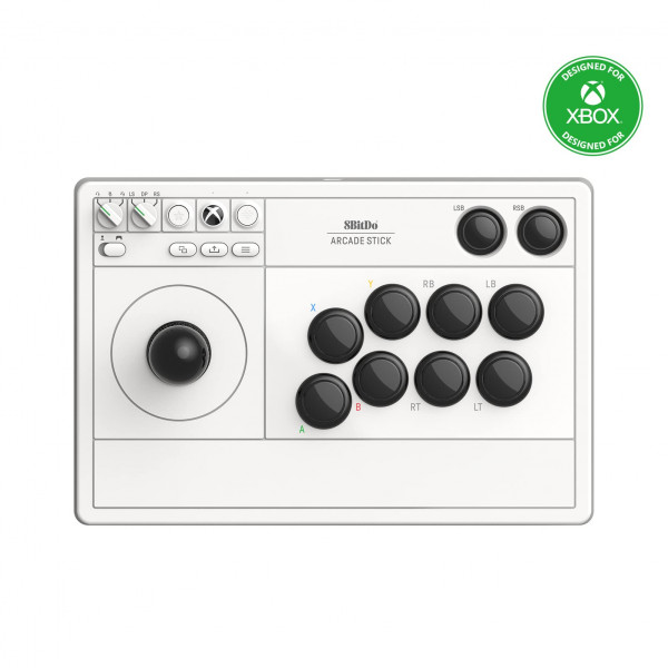 8bitdo Wireless Arcade Stick para Xbox Series X | S, Xbox One y Windows 10, Arcade Fight Stick con Jack de audio de 3.5 mm - Oficialmente con licencia (blanco)