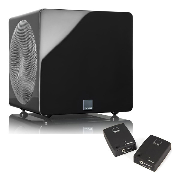 SVS 3000 Subwoofer micro sellado con adaptador de audio inalámbrico de Soundpath (Piano Gloss Black)
