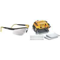 Plantador de espesor Dewalt de 13 pulgadas, tres cuchillos, dos velocidades con gafas de seguridad protectores (DW735X y DPG55-1C)
