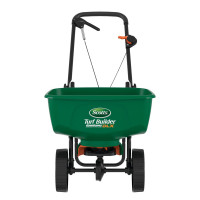 Scotts Turf Builder Edgeguard DLX Broadcast Spreader para semillas, fertilizantes, sal, masa por hielo, tiene hasta 15,000 pies cuadrados. Producto